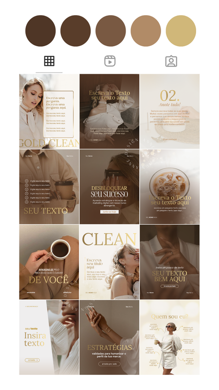 Mockup de feed de Instagram con plantillas minimalistas