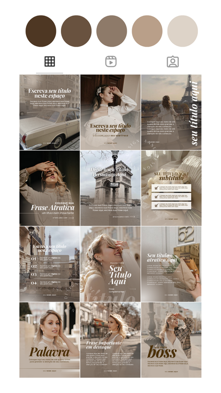 Mockup de feed de Instagram con plantillas minimalistas
