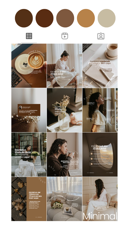 Mockup de feed de Instagram con plantillas minimalistas