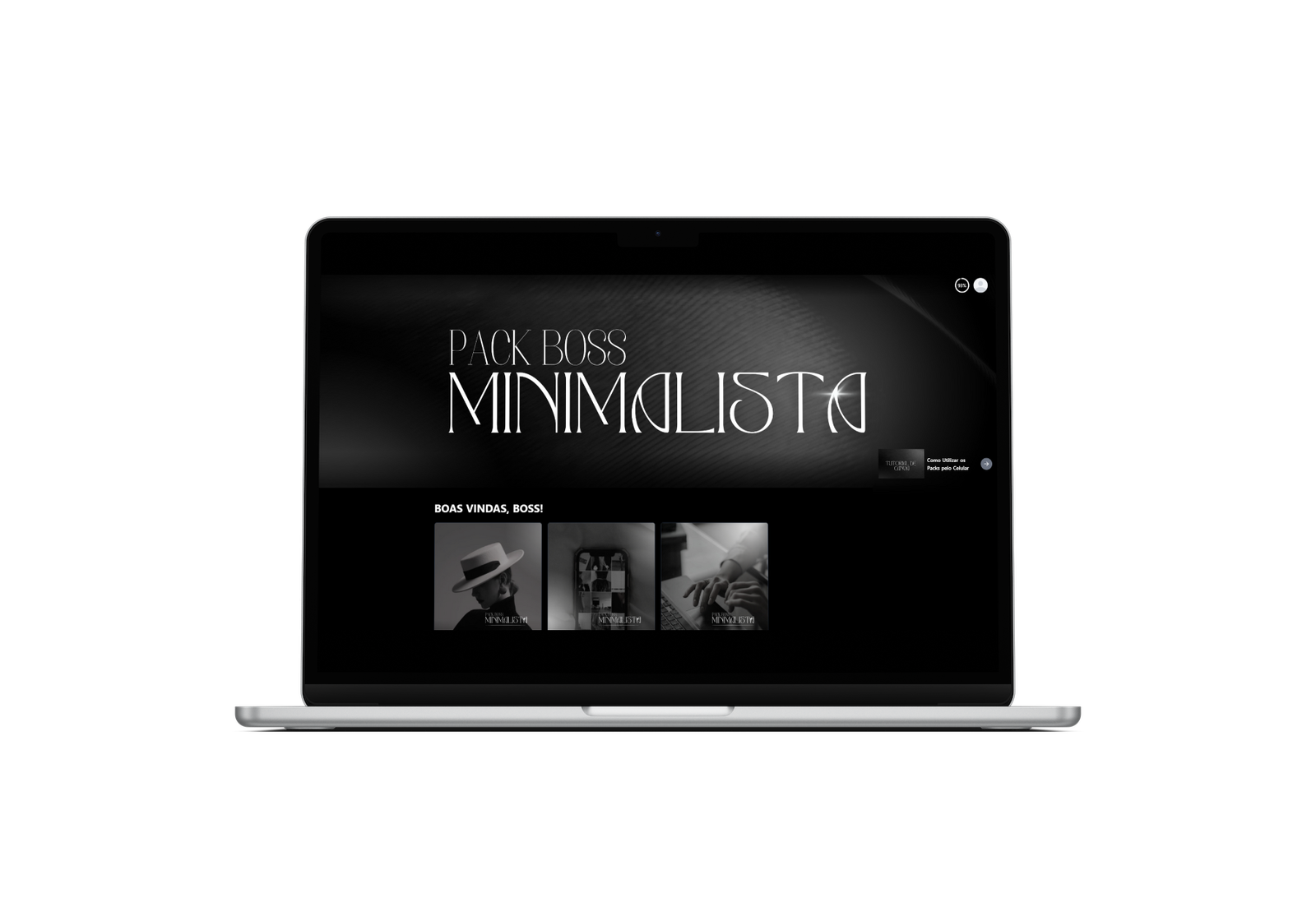 Pack Boss Minimalista mostrado en laptop y celular