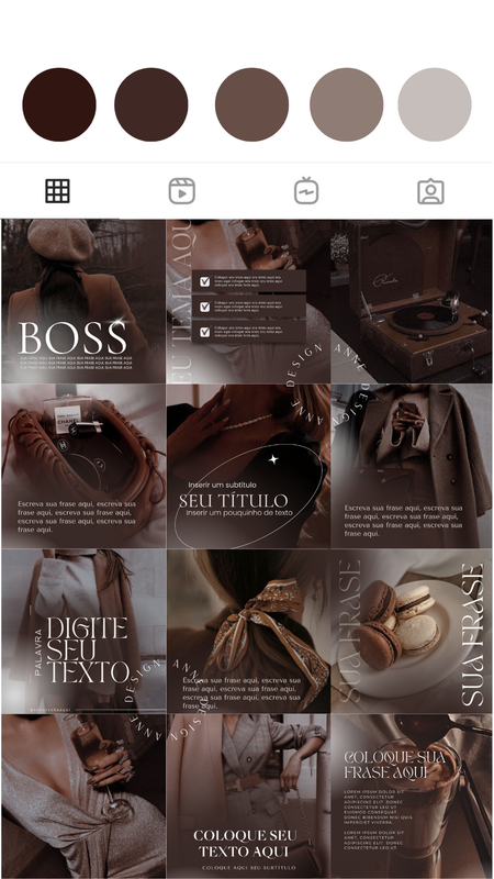 Mockup de feed de Instagram con plantillas minimalistas