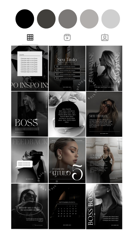 Mockup de feed de Instagram con plantillas minimalistas